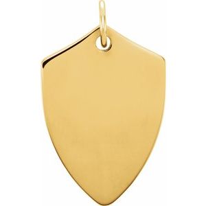14K Yellow Gold 22.4 X 14.1 Mm Polished Engravable Shield Pendant