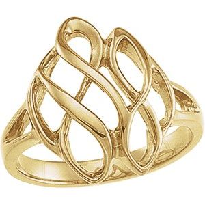 14K Yellow Gold Polished Freeform Ring Size 6