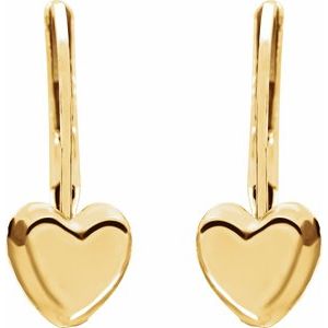 14K Yellow Gold Youth Heart Earrings