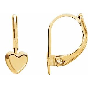 14K Yellow Gold Youth Heart Earrings