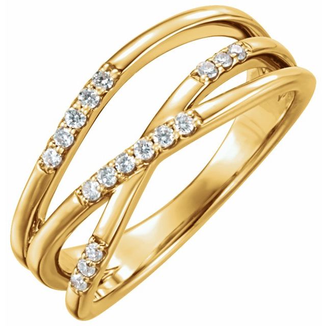 14K Yellow Gold Round 1.3 Mm Polished 1/6 Ctw Natural Diamond Ring, Size 7