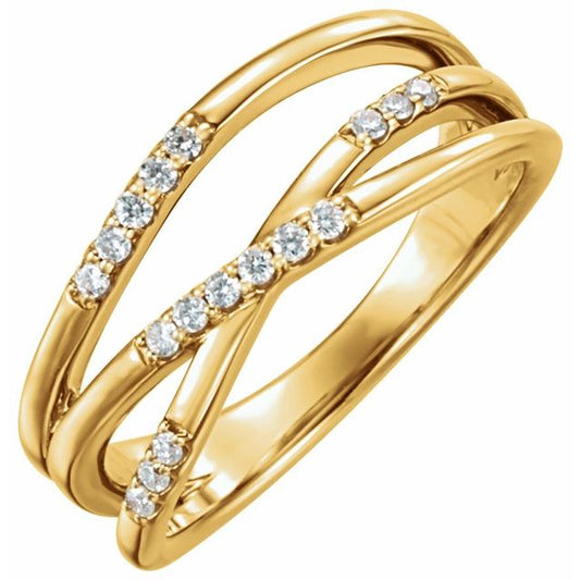 14K Yellow Gold Round 1.3 Mm Polished 1/6 Ctw Natural Diamond Ring, Size 7