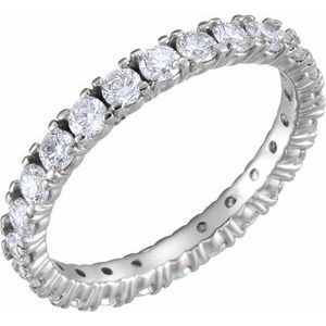 14K White Gold Round 2.5 Mm G-H Si2-Si3 1 3/8 Ctw Natural Diamond Eternity Band Size 7