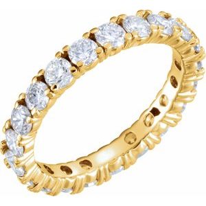 14K Yellow Gold Round 3 Mm G-H Si2-Si3 2 1/8 Ctw Natural Diamond Eternity Band Size 7.5