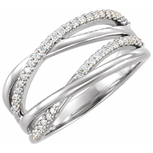 14K White Gold Round 1.1 Mm Polished 1/5 Ctw Lab Grown Diamond Ring, Size 7