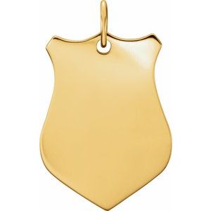 14K Yellow Gold 23.1 X 14.3 Mm Polished Engravable Shield Pendant
