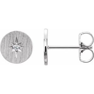 Platinum Round 1.3Mm Si2-Si3, G-H .02 Ctw Natural Diamond 4-Prong Friction Back Earrings