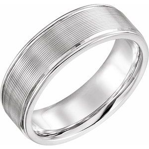 14K White Gold Comfort-Fit Grooved Design Band Size 8