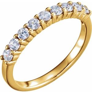 14K Yellow Gold Round 2.5 Mm Polished 1/2 Ctw Natural Diamond Anniversary Band Size 7