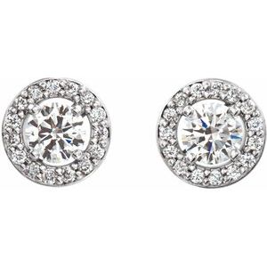 14K White Gold Round 4 Mm 1/2 Ctw Lab Grown Diamond Halo-Style Earrings