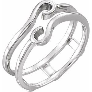 14K White Gold Polished Ring Guard Size 6