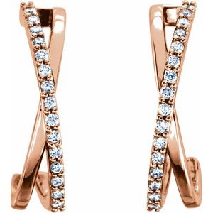 14K Rose Gold Round 1.1 Mm 1/6 Ctw Natural Diamond Criss-Cross Earrings