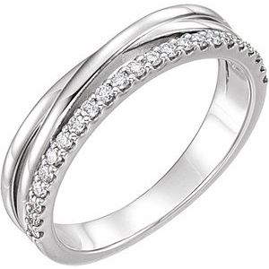 Sterling Silver Round 1.3 Mm Polished 1/5 Ctw Natural Diamond Criss-Cross Ring Size 7