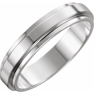 14K White Gold Fancy Flat Edge Band Size 9.5