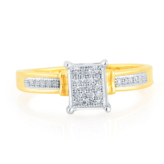 10K Yellow Gold 0.10 Cttw Round Micro Pave Diamond Ladies Ring