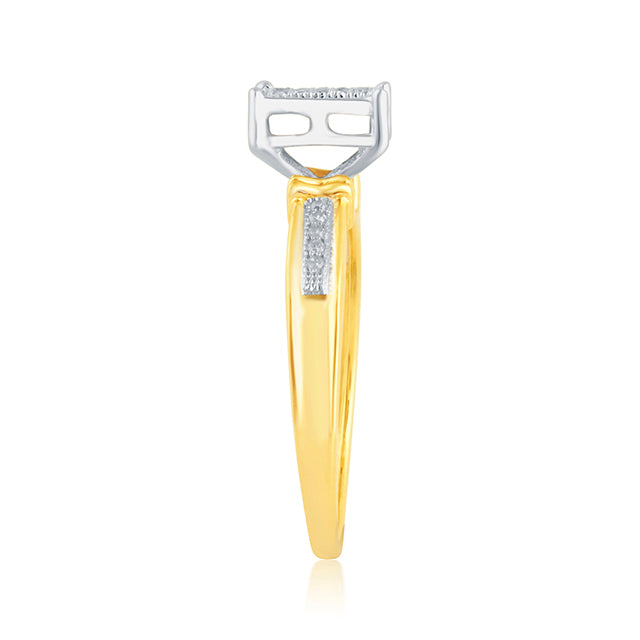 10K Yellow Gold 0.10 Cttw Round Micro Pave Diamond Ladies Ring