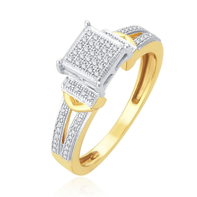 10K Yellow Gold 0.17 Cttw Diamond Ladies Micropave Rings