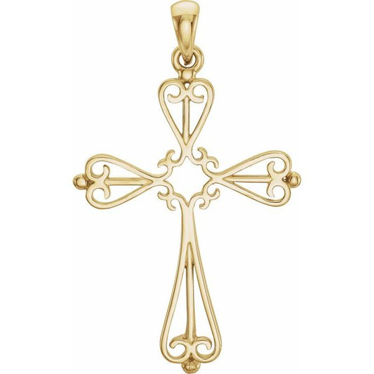 18K Yellow / 33 X 25 Mm Polished Cross Pendant