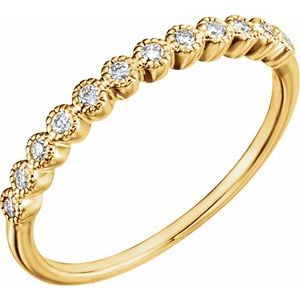 18K Yellow Gold Round 1/6 Ctw Natural Diamond Anniversary Band Size 7