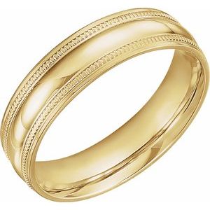 14K Yellow Gold 6 Mm Polished Coin Edge Design Band Size 12