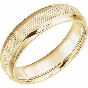 14K Yellow Gold 6 Mm Polished Knurl Design Band Size 11.5