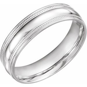 14K White Gold 6 Mm Polished Coin Edge Design Band Size 11.5