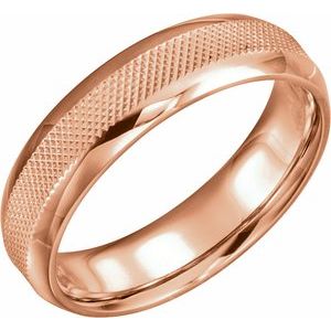 14K Rose Gold 6 Mm Polished Knurl Design Band Size 10