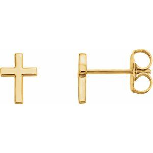 14K Yellow Gold 6 X 4 Mm Pair Friction Backs Polished Cross Earrings