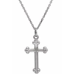 Platinum 12 X 7.8 Mm 18 In Polished Cross Necklace