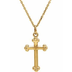 14K Yellow Gold 12 X 7.8 Mm 18 In Polished Cross Necklace
