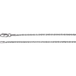 Sterling Silver Lobster Clasp Diamond-Cut Rope Chain, Length: 24 In, Width: 1.6 Mm