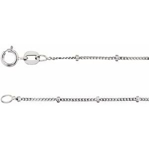 Sterling Silver Spring Ring Beaded Curb Chain, Length: 20 In, Width: 1 Mm