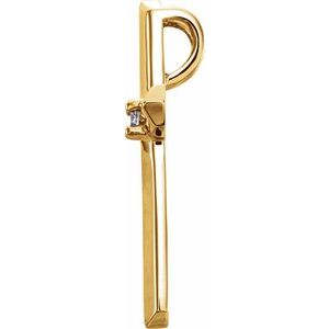 14K Yellow Gold Round 2Mm G-H Si1 .03 Ct Natural Diamond Cross Pendant