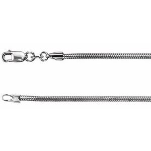 Rhodium-Plated Sterling Silver Lobster Clasp Round Snake Chain, Length: 18 In, Width: 1.5 Mm