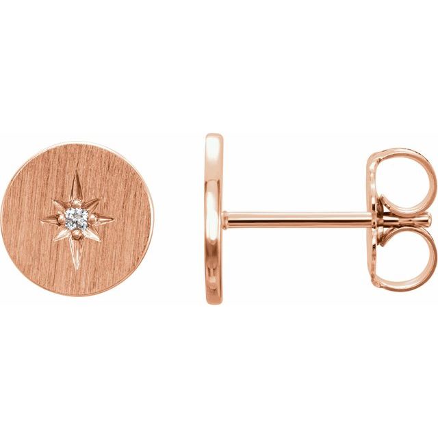 14K Rose Gold Round Pair 1.3Mm I1, G-I Friction 4-Prong Polished .02 Ctw Natural Diamond Earrings
