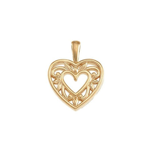 14K Yellow Gold 16 Mm Polished Heart Pendant