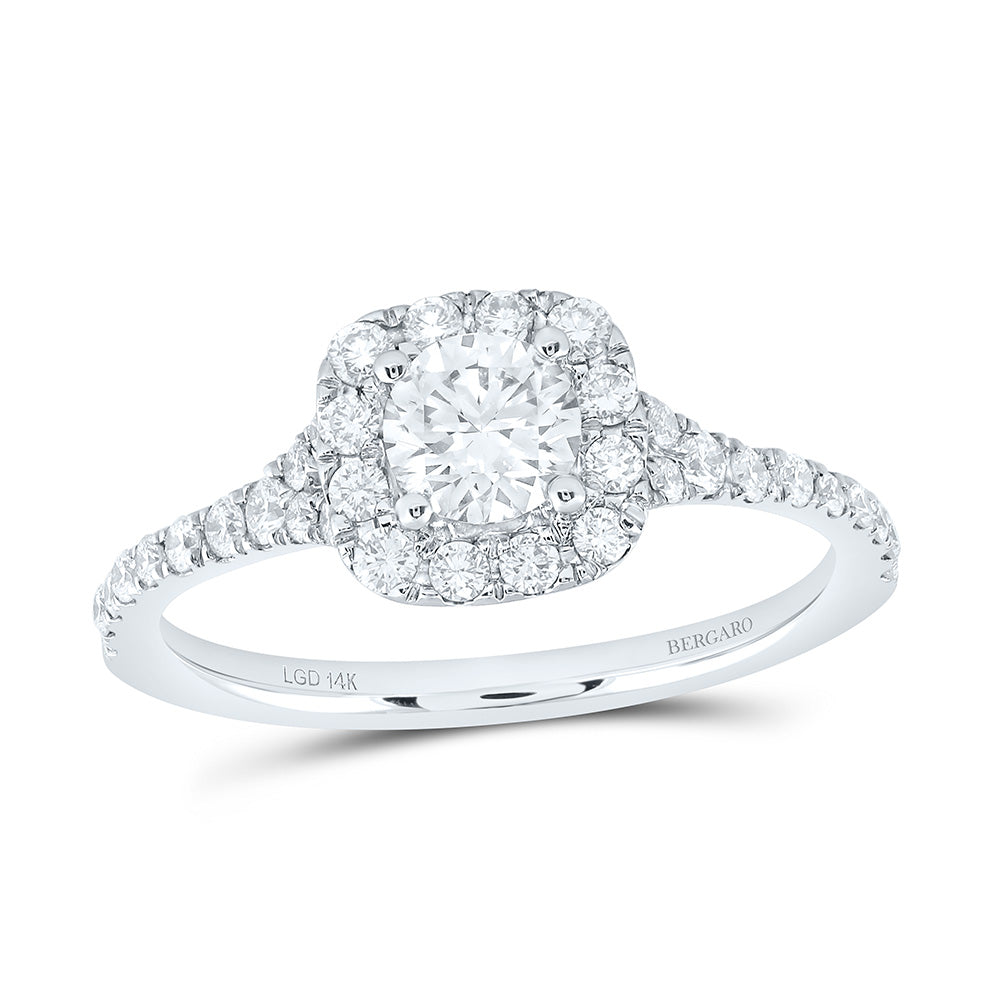 14K Yellow Or White Gold 1 Cttw Lab Grown Diamond 1/2 Cttw Center Round Cushion Engagement Ring