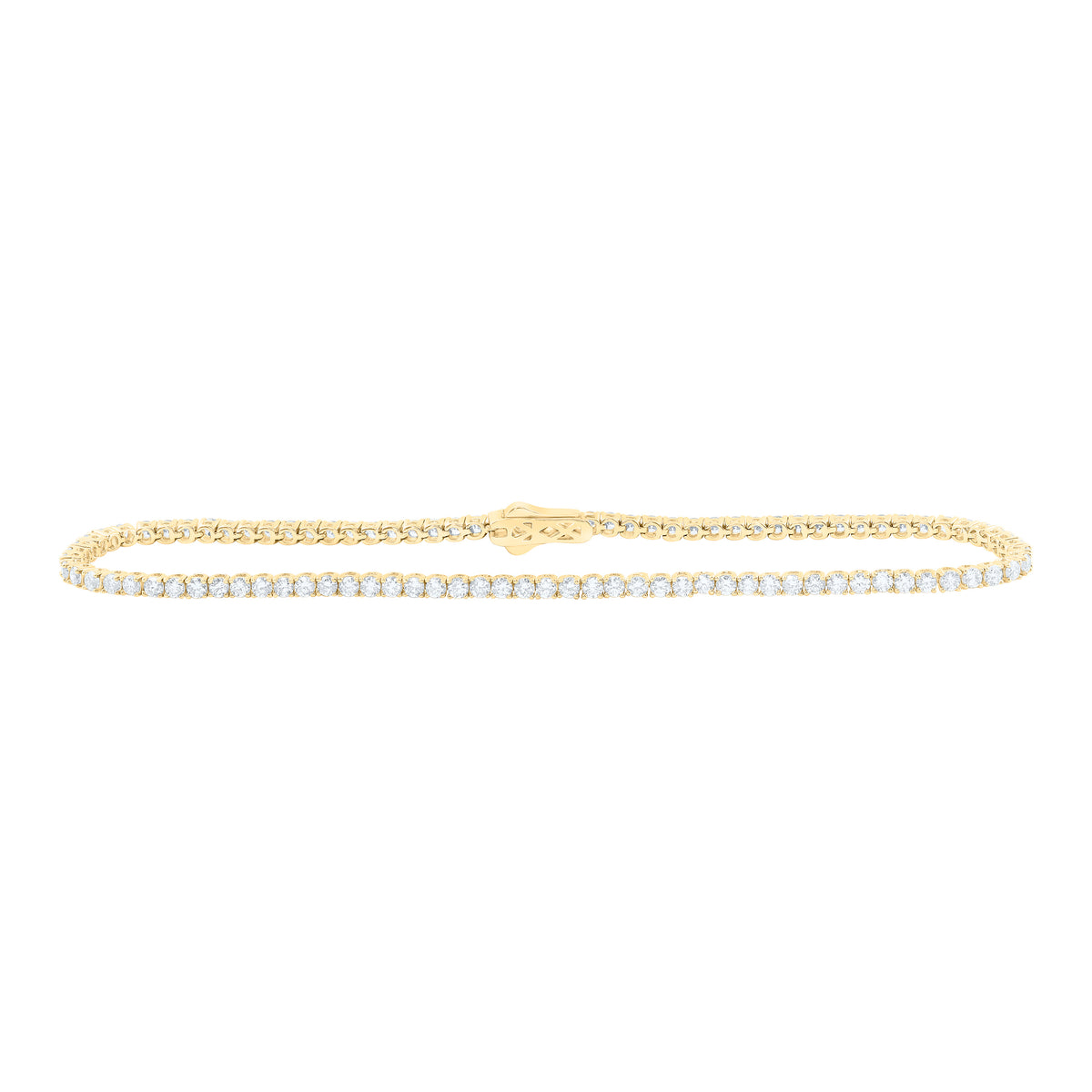 14K Yellow Or White Gold Lab Grown Diamond Fashion Round Tennis Bracelet (7 Inch)