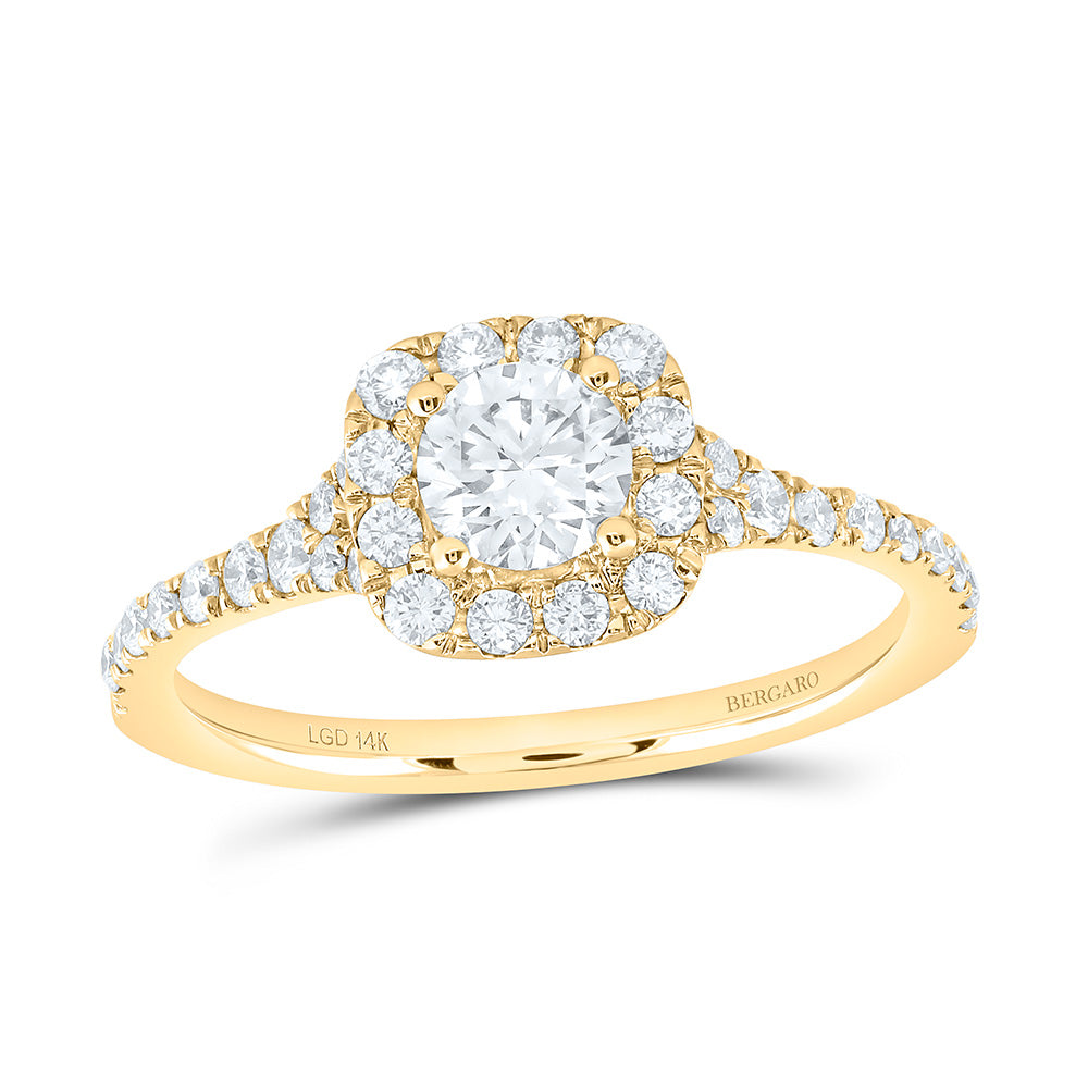 14K Yellow Or White Gold 1 Cttw Lab Grown Diamond 1/2 Cttw Center Round Cushion Engagement Ring
