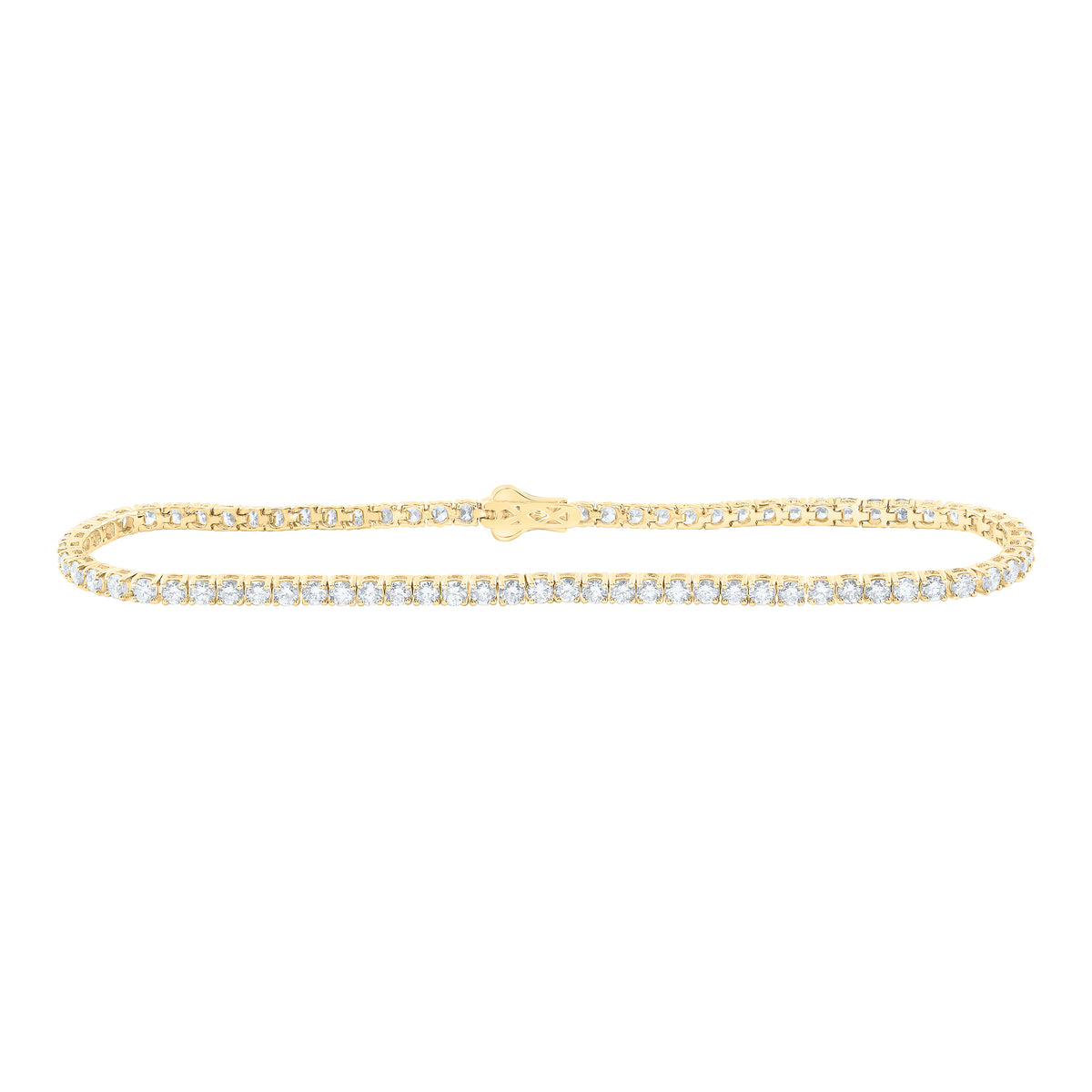 14K Yellow Or White Gold Lab Grown Diamond Fashion Round Tennis Bracelet (7 Inch)