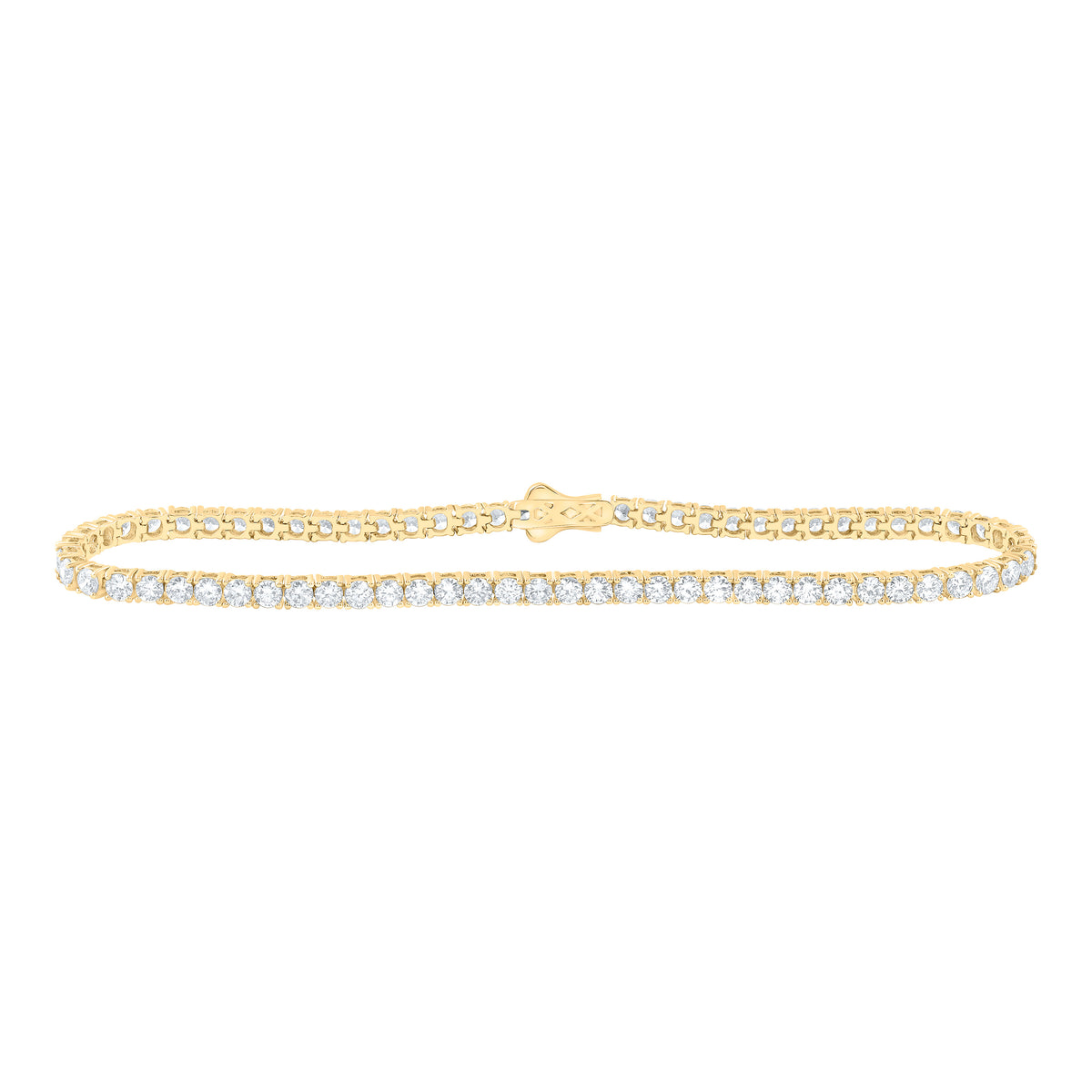 14K Yellow Or White Gold Lab Grown Diamond Fashion Round Tennis Bracelet (7 Inch)
