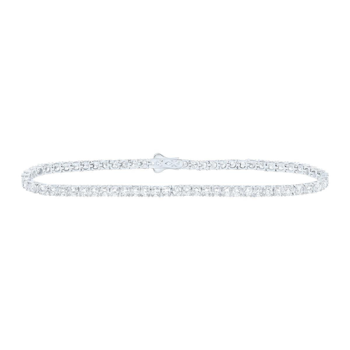 14K Yellow Or White Gold Lab Grown Diamond Fashion Round Tennis Bracelet (7 Inch)