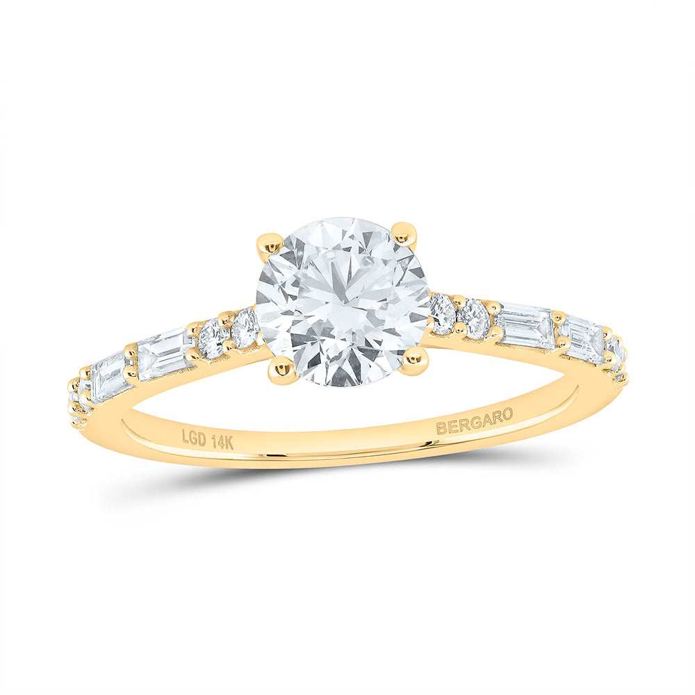 14K Yellow Or White Gold 1 1/3 Cttw Lab Grown Diamond 1 Cttw Center Round Engagement Ring