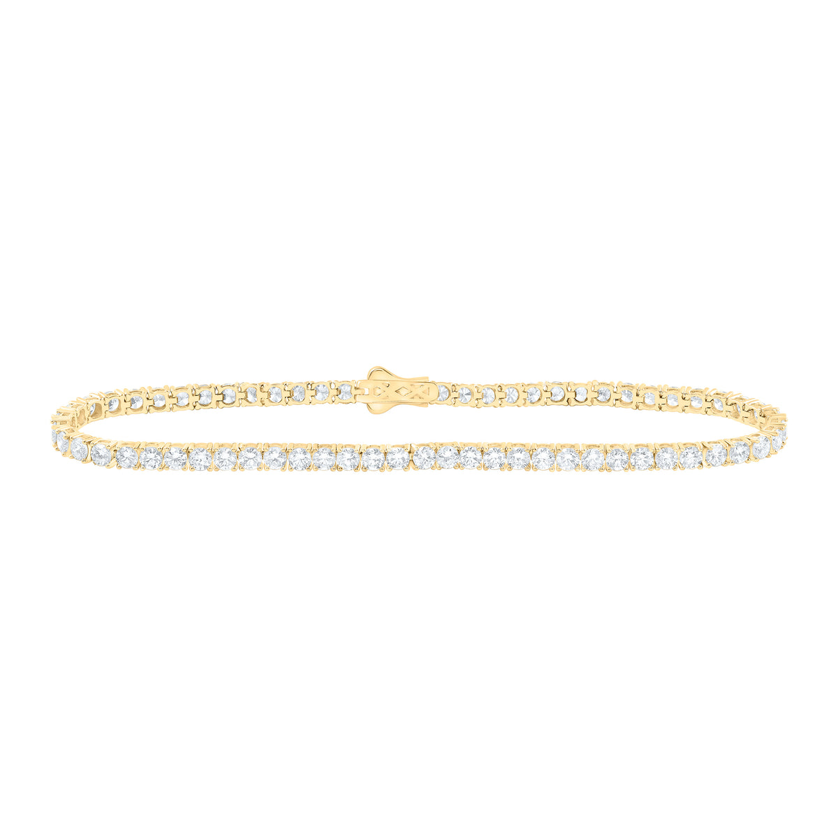 14K Yellow Or White Gold Lab Grown Diamond Fashion Round Tennis Bracelet (7 Inch)