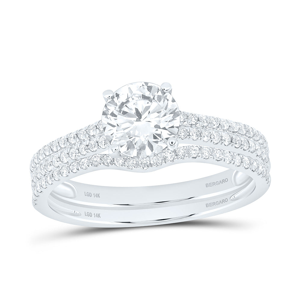 14K Yellow Or White Gold 1 1/3 Cttw Lab Grown Diamond 1 Cttw Center Round Bridal Set