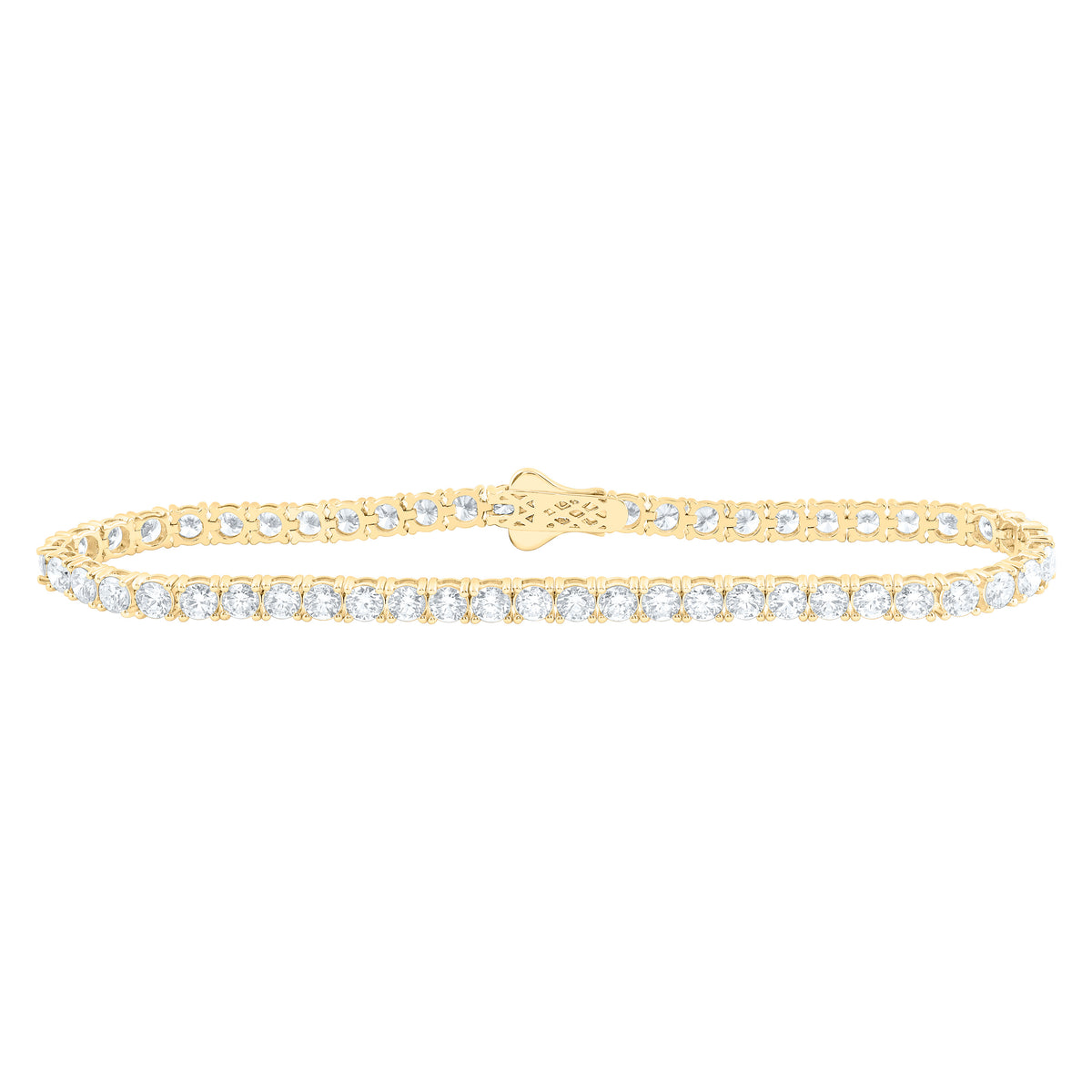 14K Yellow Or White Gold Lab Grown Diamond Fashion Round Tennis Bracelet (7 Inch)