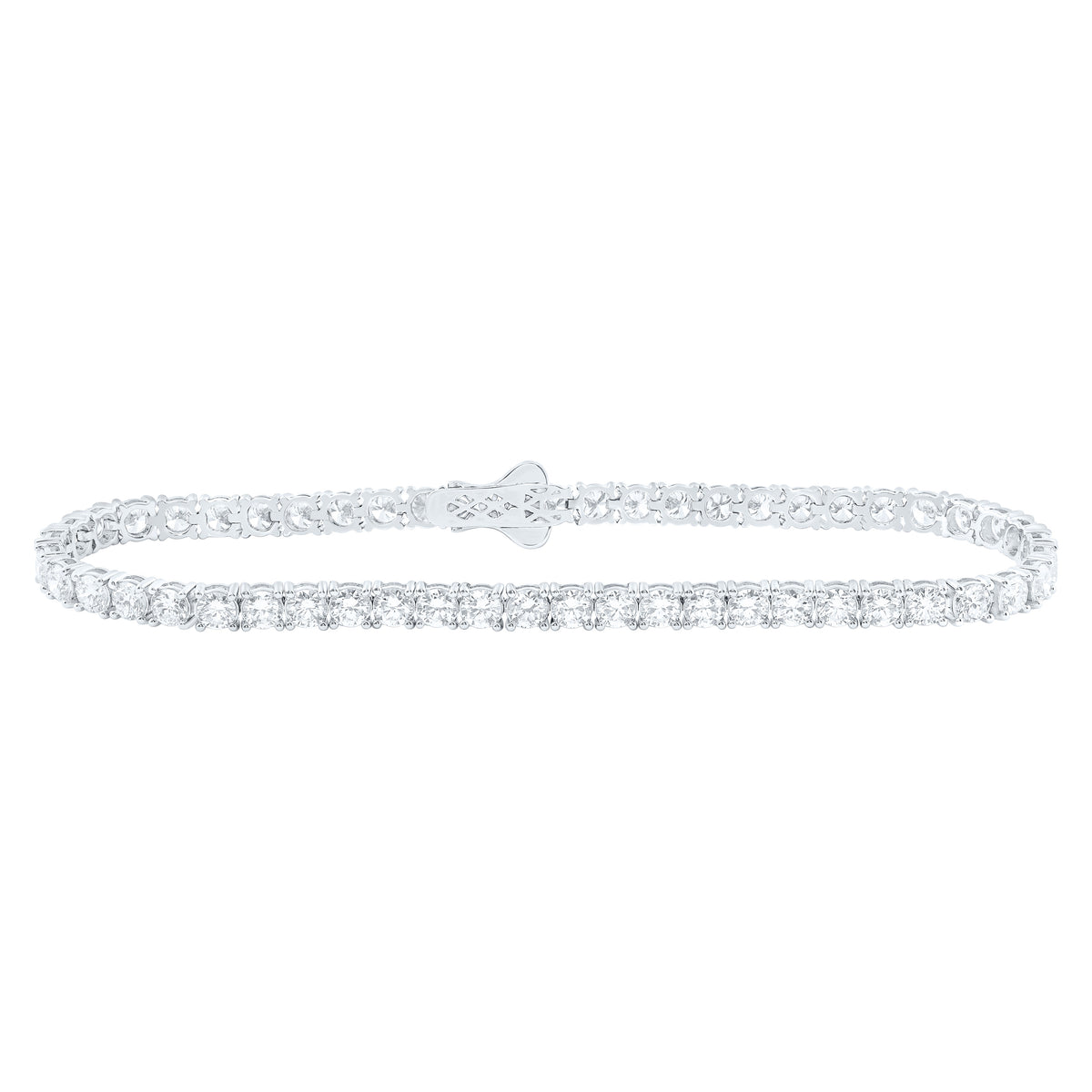 14K Yellow Or White Gold Lab Grown Diamond Fashion Round Tennis Bracelet (7 Inch)