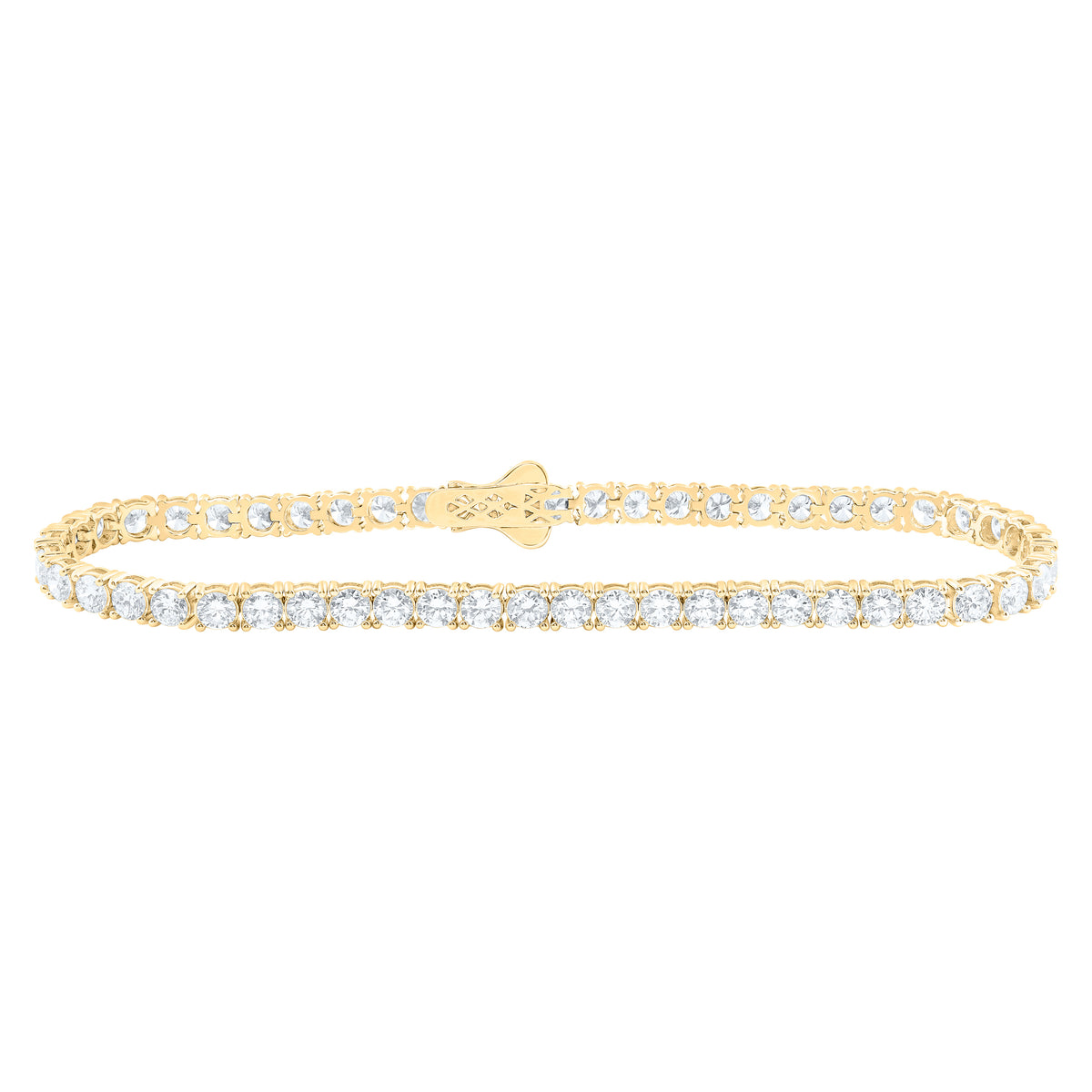14K Yellow Or White Gold Lab Grown Diamond Fashion Round Tennis Bracelet (7 Inch)