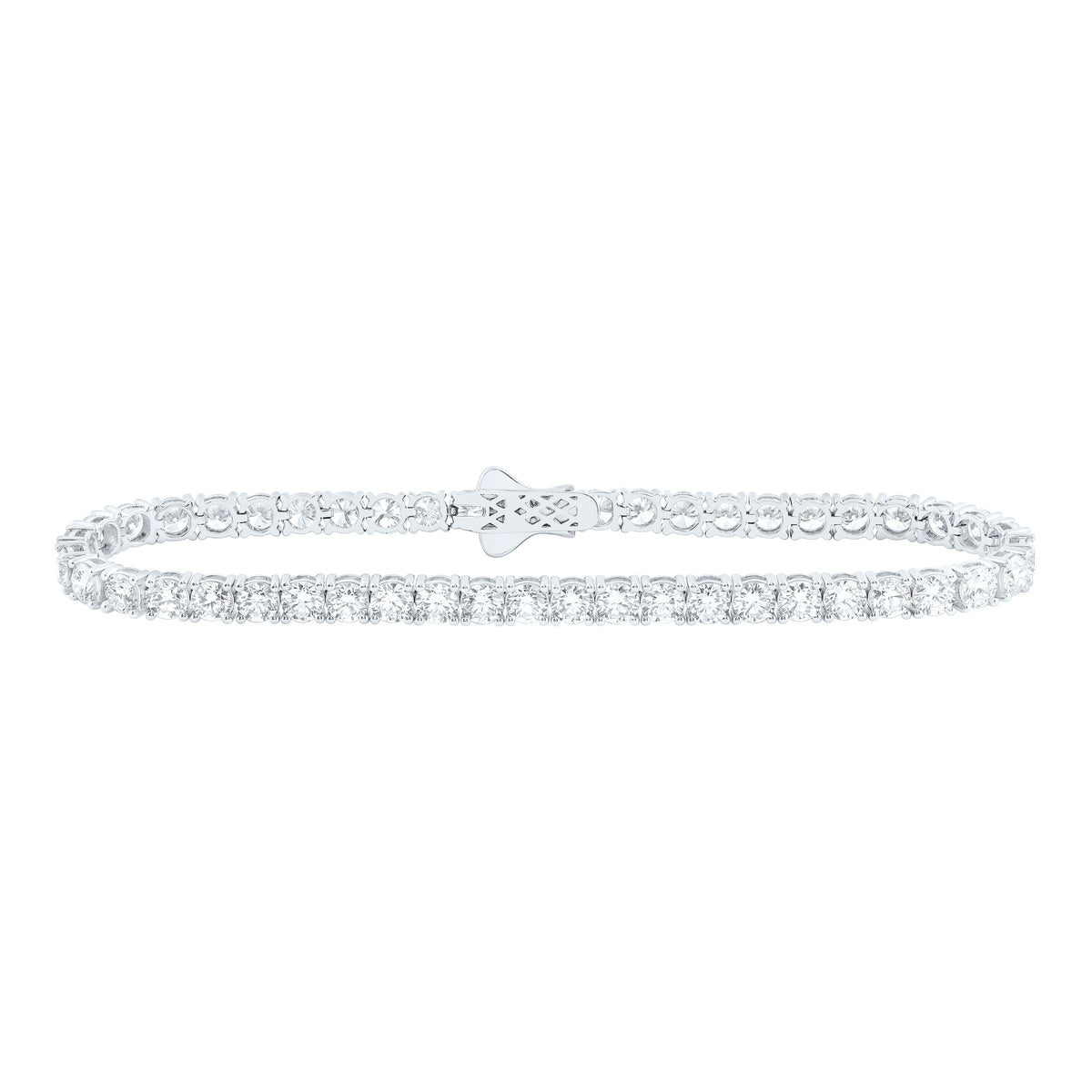 14K Yellow Or White Gold Lab Grown Diamond Fashion Round Tennis Bracelet (7 Inch)