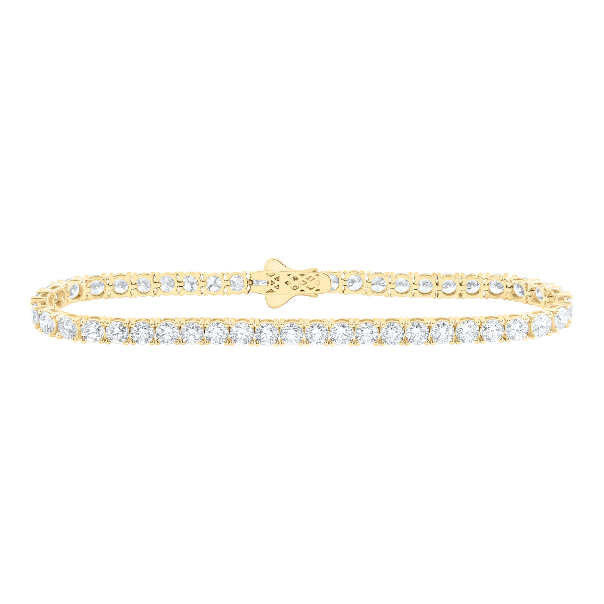 14K Yellow Or White Gold Lab Grown Diamond Fashion Round Tennis Bracelet (7 Inch)